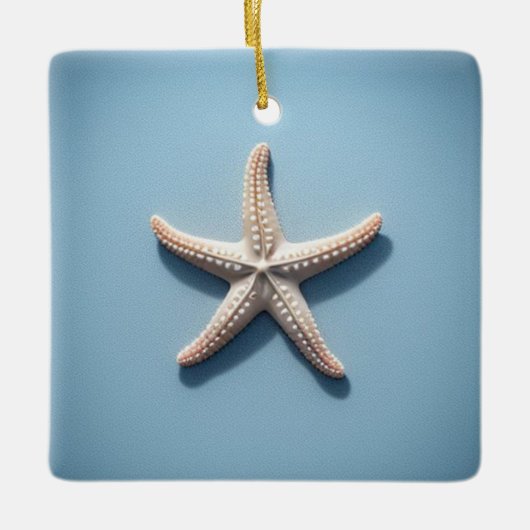 Exotic Starfish with Blue Background セラミックオーナメント (正面)