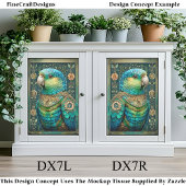 Exotic Steampunk Blue Green Parrot DX7L Decoupage 薄葉紙