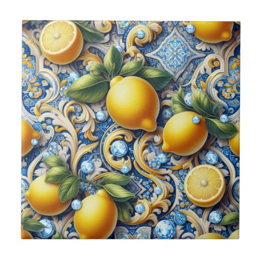 Exotic Tile Accents | Moroccan Mediterranean Lemon タイル (正面)