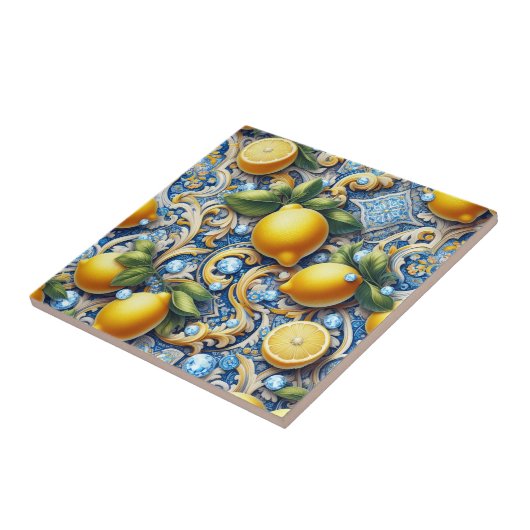 Exotic Tile Accents | Moroccan Mediterranean Lemon タイル (側面)