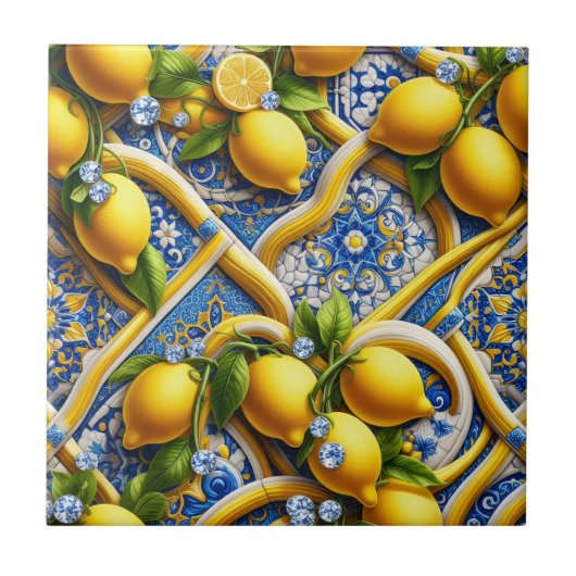 Exotic Tile Accents | Moroccan Mediterranean Lemon タイル (正面)