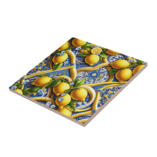 Exotic Tile Accents | Moroccan Mediterranean Lemon タイル (側面)