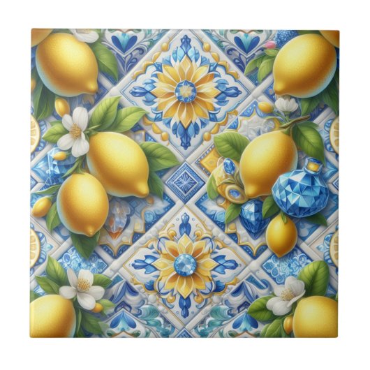 Exotic Tile Accents | Morrocan Mediterranean Lemon タイル (正面)