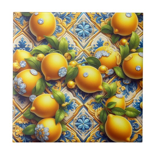 Exotic Tile Accents | Morrocan Mediterranean Lemon タイル (正面)