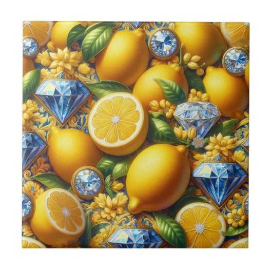 Exotic Tile Accents | Morrocan Mediterranean Lemon タイル (正面)