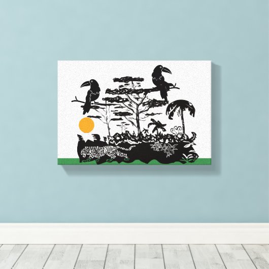 Exotic Toucan and Jungle Scene Canvas Print キャンバスプリント (インサイチュ (ウッドフロア))