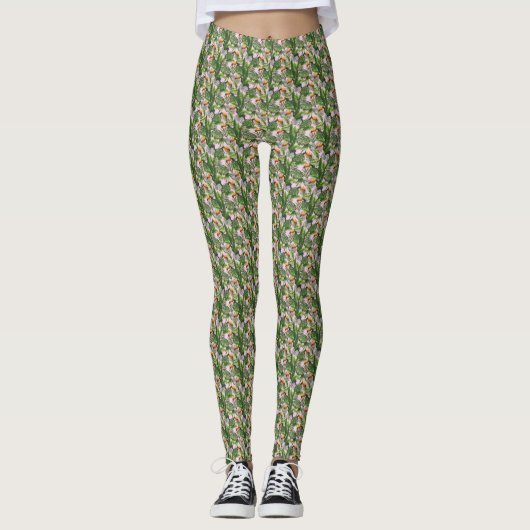 Exotic Tropical Bird Jungle Foliage レギンス (正面)