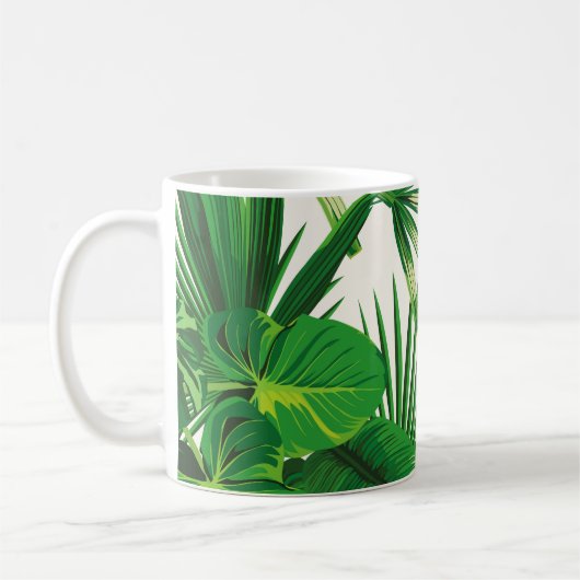 Exotic tropical natural green leaves composition o コーヒーマグカップ (左)