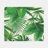 Exotic tropical natural green leaves composition o フリースブランケット (正面(横))