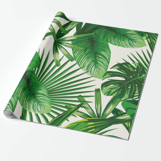 Exotic tropical natural green leaves composition o ラッピングペーパー (アンロールド)