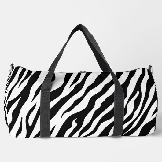 Exotic Zebra pattern Black and White ダッフルバッグ (正面)