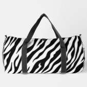 Exotic Zebra pattern Black and White ダッフルバッグ (裏面)