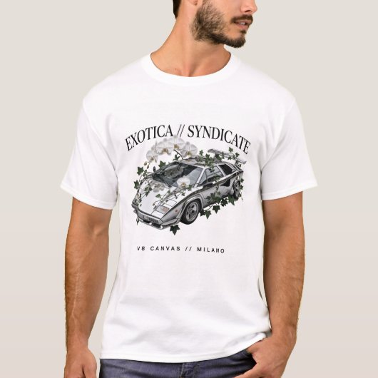 Exotica Syndicate Liquid Chrome Countach Luxury Tシャツ (正面)