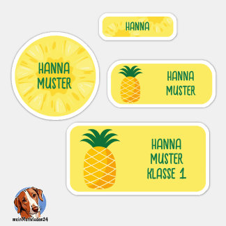 Exotische Ananas Namensaufkleber – 24er Set シール