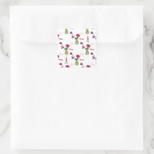 Exotisches Blumenarrangement im Glas スクエアシール (バッグ)