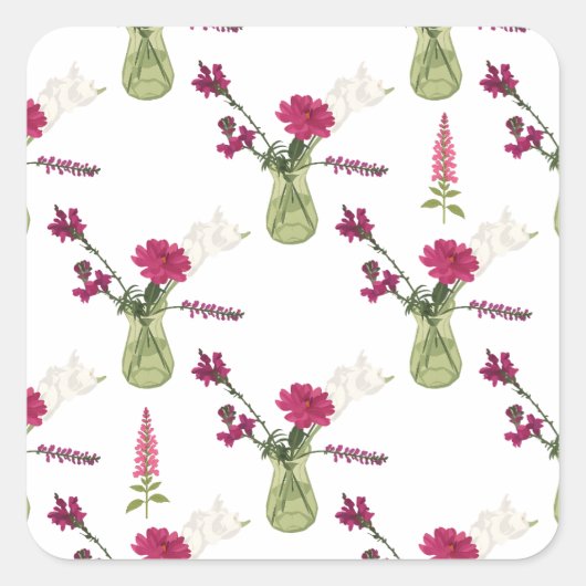 Exotisches Blumenarrangement im Glas スクエアシール (正面)