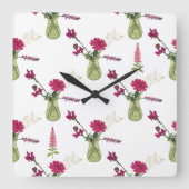Exotisches Blumenarrangement im Glas スクエア壁時計 (正面)