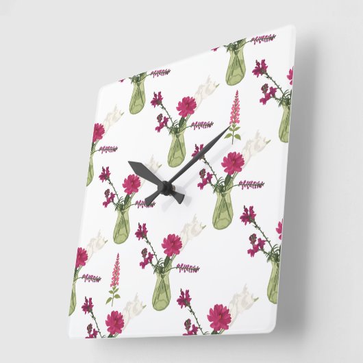 Exotisches Blumenarrangement im Glas スクエア壁時計 (傾斜)