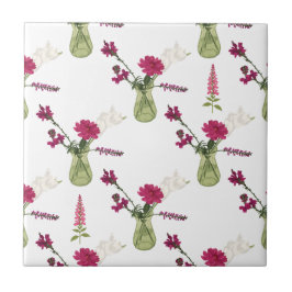 Exotisches Blumenarrangement im Glas タイル