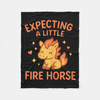 Expecting A Little Fire Horse Cute Funny Maternity フリースブランケット