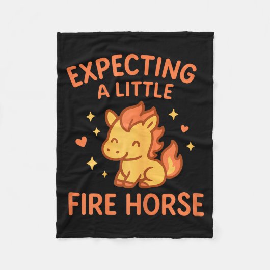 Expecting A Little Fire Horse Cute Funny Maternity フリースブランケット (正面)
