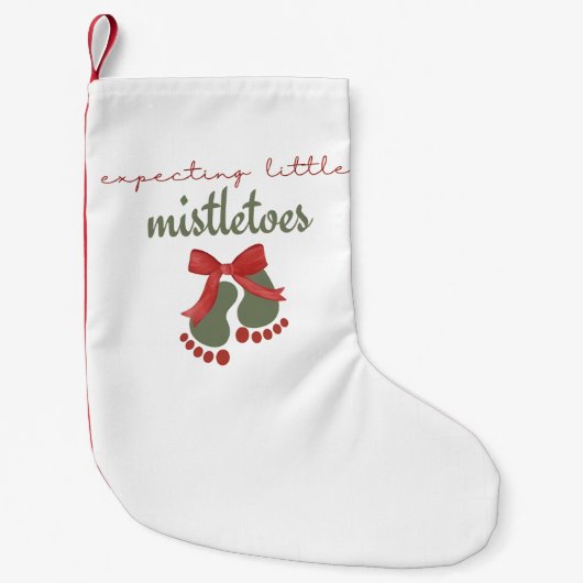 Expecting a Little Mistletoes Christmas Pregnancy スモールクリスマスストッキング (正面)