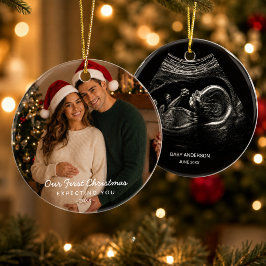 Expecting Parents First Christmas Photo セラミックオーナメント