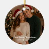 Expecting Parents First Christmas Photo セラミックオーナメント (正面)