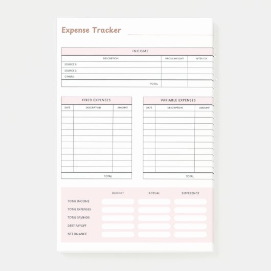 Expense Tracker Post-It Notes ポストイット (正面)