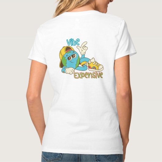 Expensive Vibe – Cool Retro Earth Character Design Tシャツ (裏面)
