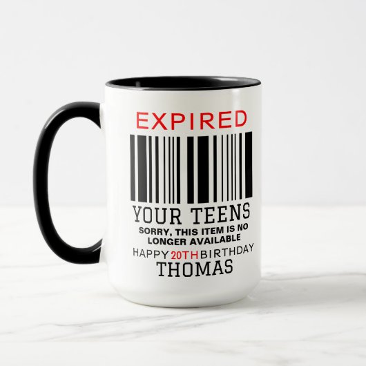 Expired Your Teens  Personalized, 20th Birthday  マグカップ (左)