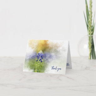 Exploding Bluebonnet Flower Water Color サンキューカード