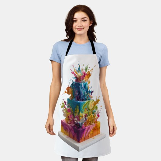 Exploding Colourful Cake エプロン (着用した状態)