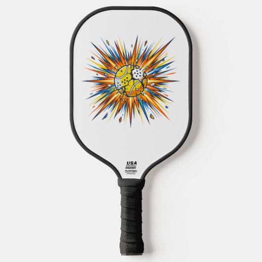 Exploding Padel Ball Pop Art Illustration ピックルボールラケット (正面)