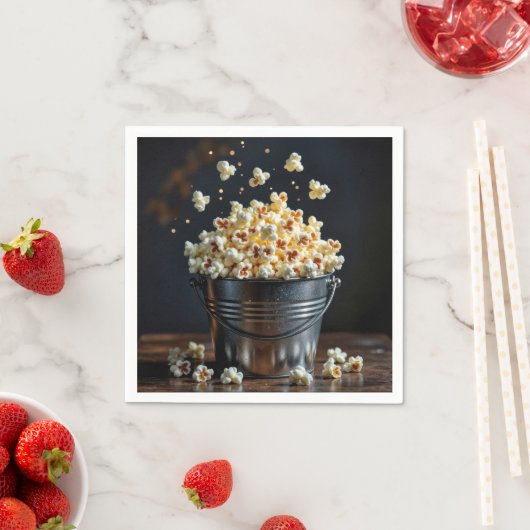 Exploding Popcorn In Metal Bucket スタンダードカクテルナプキン (インサイチュ)