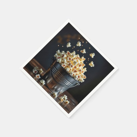 Exploding Popcorn In Metal Bucket スタンダードカクテルナプキン (角)