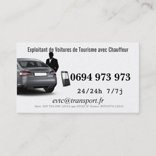 Exploitant de Voitures de Transport avec Chauffeur 名刺 (裏面)