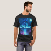 EXPLORE - サイバーパンク アンドロイド SF都市 ネオンテック Tシャツ (正面フル)