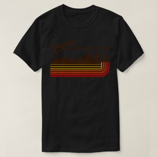 Explore Acadia National Parkレトロ70s80sストライプ Tシャツ (デザイン正面)
