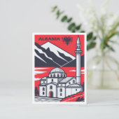 Explore Albania Vintage Travel Illustration ポストカード (スタンド正面)