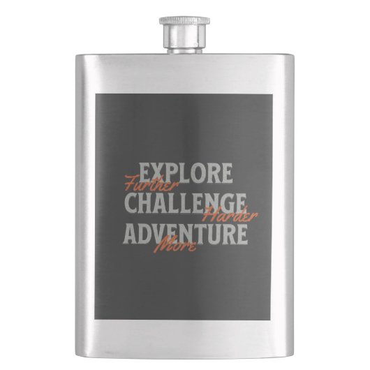 Explore Challenge Adventure引用文やる気を起こさせるIns フラスク (正面)