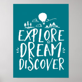 Explore Dream Discover Travel引用文ポスター ポスター