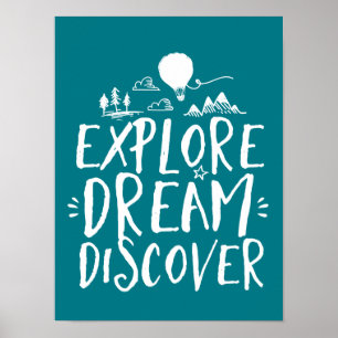 Explore Dream Discover Travel引用文ポスター ポスター