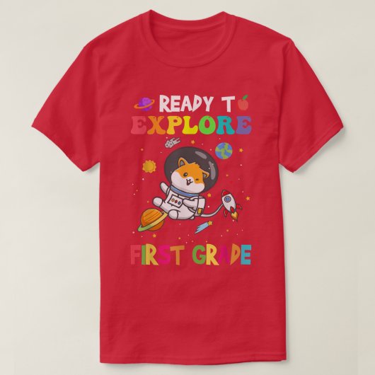 Explore First Grade Back To School Astronaut Space Tシャツ (デザイン正面)