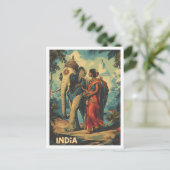 Explore India Vintage Travel Illustration ポストカード (スタンド正面)