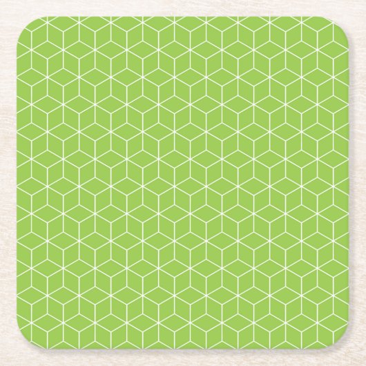 Explore Modern Optical Illusions with Cube Pattern スクエアペーパーコースター (正面)