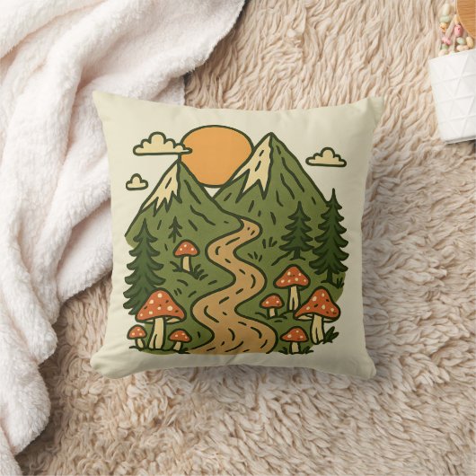 Explore More Mountains | Mushroom Hiking Adventure クッション (ブランケット)