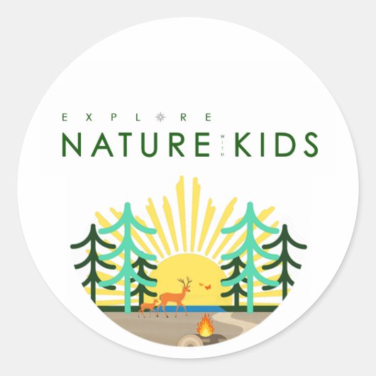 Explore Nature with Kids Logo Sticker ラウンドシール (正面)