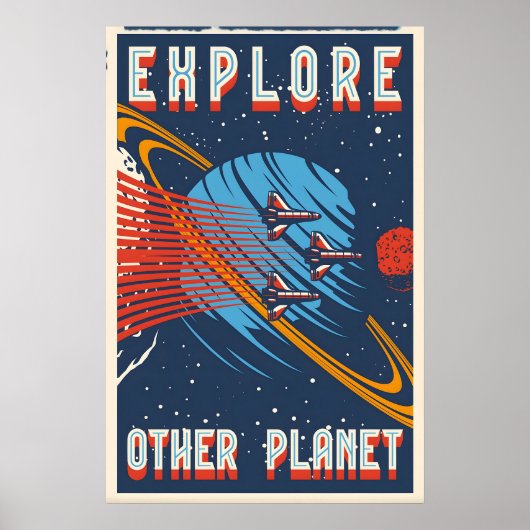Explore Other Planet Space Travel Poster Print ポスター (正面)