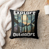 Explore Outdoors Landschafts Grafik クッション (ブランケット)